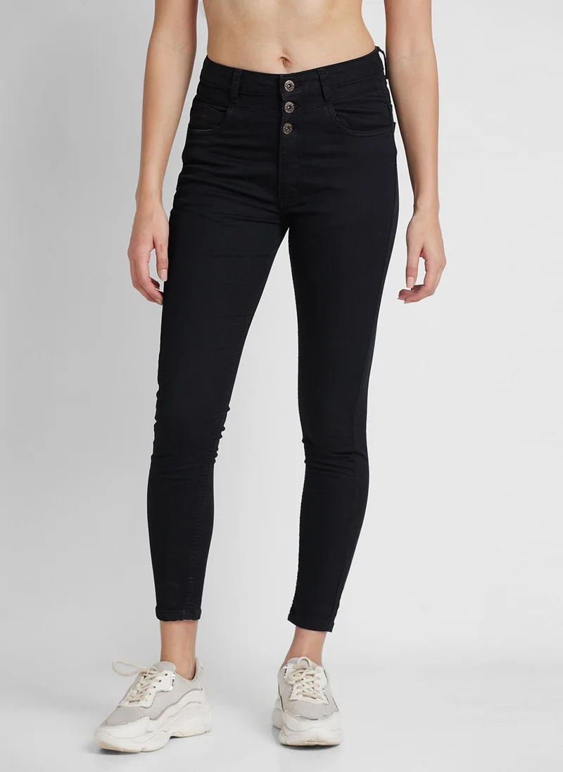 Globus  Globus Women's Jeans Black Casual with High Rise and Skinny Fit for Women | Best Price UAE